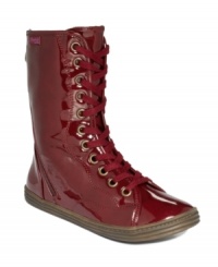 Wrapped tight in shiny style. The Renate booties by Blowfish feature an athletic-inspired toe and a lace-up vamp that stretches up the shaft. Wrapped tight in shiny style. The Renate booties by Blowfish feature an athletic-inspired toe and a lace-up vamp that stretches up the shaft.
