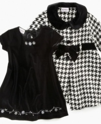 Dressed to impress. She'll have old-school grace and style even in her younger years with this lovely dress and coat set from Blueberi Boulevard. Dressed to impress. She'll have old-school grace and style even in her younger years with this lovely dress and coat set from Blueberi Boulevard.