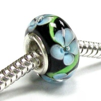 Sterling Silver Murano Black Blue Flower Glass Bead For Pandora Chamilia Baigi Troll European Story Charm Bracelets Sterling Silver Murano Black Blue Flower Glass Bead For Pandora Chamilia Baigi Troll European Story Charm Bracelets