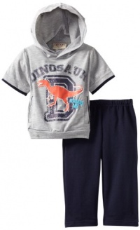 Carter's Watch the Wear Baby-boys Infant 2 Piece Short Sleeve Sweat Suit With Dinosaur Top, Navy, 18 Months