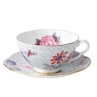 Step into a delightful garden party with Wedgwood's whimsical tea cup and saucer adds a flourish of color to your table with sophisticated and lively style. Step into a delightful garden party with Wedgwood's whimsical tea cup and saucer adds a flourish of color to your table with sophisticated and lively style.