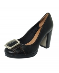A massive buckle adds structure to this polished heel. Put some height into your tailored looks with Fossil's Maddox platform pumps. A massive buckle adds structure to this polished heel. Put some height into your tailored looks with Fossil's Maddox platform pumps.