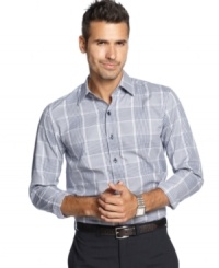 This slim-fit plaid shirt from Tasso Elba gives your look a crisp overhaul.