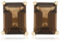 14k Gold Emerald-Cut Gemstone Studs