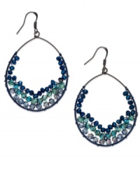 Embrace your wild side with c.A.K.e. by Ali Khan's Peacock drop earrings. The pair is crafted from hematite-tone mixed metal with clustered green and teal beads for a stylish look. Approximate diameter: 2 inches. Embrace your wild side with c.A.K.e. by Ali Khan's Peacock drop earrings. The pair is crafted from hematite-tone mixed metal with clustered green and teal beads for a stylish look. Approximate diameter: 2 inches.
