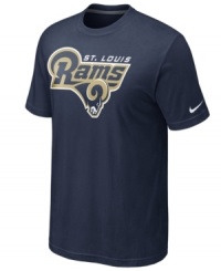 From the pre-game to after-party, show off your St. Louis Rams pride in this NFL football t-shirt from Nike. From the pre-game to after-party, show off your St. Louis Rams pride in this NFL football t-shirt from Nike.