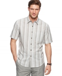 You can't go wrong when you make this striped shirt from Tasso Elba a part of your casual wardrobe. (Clearance) You can't go wrong when you make this striped shirt from Tasso Elba a part of your casual wardrobe. (Clearance)