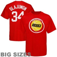 NBA Majestic Houston Rockets #34 Hakeem Olajuwon Red Retired Player Throwback Big Sizes T-shirt NBA Majestic Houston Rockets #34 Hakeem Olajuwon Red Retired Player Throwback Big Sizes T-shirt