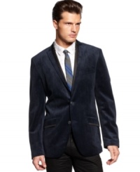 A truly dashing statement. Style your evening attire with this sleek tipped blazer from INC International Concepts. A truly dashing statement. Style your evening attire with this sleek tipped blazer from INC International Concepts.
