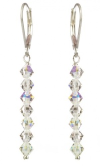 Sterling Silver Swarovski Elements Crystal and Crystal Aurora Borealis 4mm Multi-Bicone Earrings Sterling Silver Swarovski Elements Crystal and Crystal Aurora Borealis 4mm Multi-Bicone Earrings