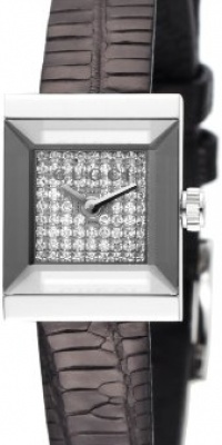Gucci Women's YA128509 G-Frame Square Black Lizard Strap Diamond Dial Watch Gucci Women's YA128509 G-Frame Square Black Lizard Strap Diamond Dial Watch