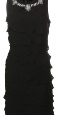 S L Fashions Women's Pearl Neck Tiered Chiffon Dress S L Fashions Women's Pearl Neck Tiered Chiffon Dress