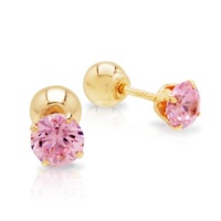 14k Yellow Gold Pink Cubic Zirconia Round-Cut Stud Earrings 14k Yellow Gold Pink Cubic Zirconia Round-Cut Stud Earrings