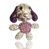 Korean Puppy Dog Style Flash Diamond Crystal Key Chain Ring Keyring Keychain Fob Holder Bag Handbag Ornament Decoration Hook, Purple