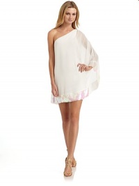 THE LOOKAiry chiffon overlayAsymmetrical necklineSoftly gathered at one shoulderSingle, flowing flutter sleeveTonal sequin bands at edgesTHE FITAbout 33 from shoulder to hemTHE MATERIALPolyesterFully linedCARE & ORIGINDry cleanImportedModel shown is 5'9½ (176cm) wearing US size Small. THE LOOKAiry chiffon overlayAsymmetrical necklineSoftly gathered at one shoulderSingle, flowing flutter sleeveTonal sequin bands at edgesTHE FITAbout 33 from shoulder to hemTHE MATERIALPolyesterFully linedCARE & ORIGINDry cleanImportedModel shown is 5'9½ (176cm) wearing US size Small.