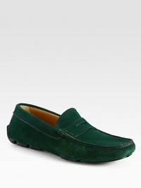 Sophisticated suede features a subtle logo detail rubber grip soles.Suede upperLeather liningRubber soleMade in Italy Sophisticated suede features a subtle logo detail rubber grip soles.Suede upperLeather liningRubber soleMade in Italy