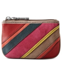 Put your money in something mod, like this vintage-inspired coin purse from Fossil, featuring pretty patchwork of rich leather and smooth suede. Compact yet equipped to safely stow coins, cash, cards and even your favorite lip gloss. Put your money in something mod, like this vintage-inspired coin purse from Fossil, featuring pretty patchwork of rich leather and smooth suede. Compact yet equipped to safely stow coins, cash, cards and even your favorite lip gloss.