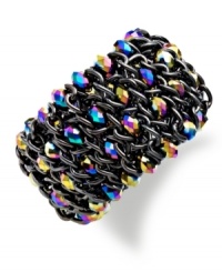 Colorful chic. Style&co.'s stretch bracelet, crafted from hematite-tone mixed metal pops with vibrant beads adding a fashion-forward touch. Approximate length: 7 inches. Colorful chic. Style&co.'s stretch bracelet, crafted from hematite-tone mixed metal pops with vibrant beads adding a fashion-forward touch. Approximate length: 7 inches.