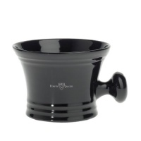 Edwin Jagger Rn46 Traditional Black Porcelain Shaving Soap Bowl With Handle, Black Edwin Jagger Rn46 Traditional Black Porcelain Shaving Soap Bowl With Handle, Black