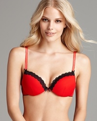 Exude confidence in Cosabella's mesh overlay push-up bra with contrast lace trim. Style #COQUE1131. Exude confidence in Cosabella's mesh overlay push-up bra with contrast lace trim. Style #COQUE1131.