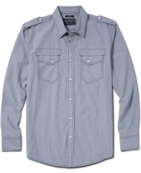 Stripe it right. This American Rag shirt takes a basic style and makes it a standout. Stripe it right. This American Rag shirt takes a basic style and makes it a standout.