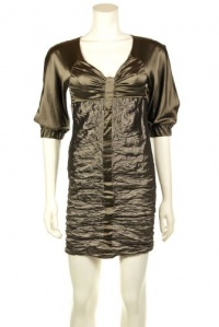 Nicole Miller Women's Bronze Silk Ruched Cocktail Dress, 4P Nicole Miller Women's Bronze Silk Ruched Cocktail Dress, 4P