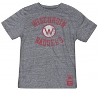 Wisconsin Badgers Grey Gym Class adidas Originals Tri-Blend Vintage Tee Wisconsin Badgers Grey Gym Class adidas Originals Tri-Blend Vintage Tee