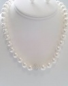 Classic White Necklace Made With Swarovski Elements Crystal Pearls and Earrings Set - 17, 10mm