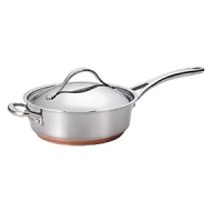 Strong, longlasting stainless steel construction makes this durable saute pan from Anolon perfect for everything from creating a delicious summer vegetable saute to finishing cooking a seared filet or starting a pork tenderloin before transferring into the oven. Designed with a double full cap base with a layer of copper encapsulated by steel and aluminum for optimum heat control, it features a magnetized stainless-steel cap that's suitable for all stovetops, including induction. Cast stainless-steel handles secured with sturdy dual rivets make it easy to maneuver and transport. Strong, longlasting stainless steel construction makes this durable saute pan from Anolon perfect for everything from creating a delicious summer vegetable saute to finishing cooking a seared filet or starting a pork tenderloin before transferring into the oven. Designed with a double full cap base with a layer of copper encapsulated by steel and aluminum for optimum heat control, it features a magnetized stainless-steel cap that's suitable for all stovetops, including induction. Cast stainless-steel handles secured with sturdy dual rivets make it easy to maneuver and transport.
