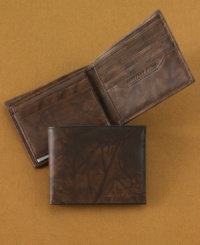 Trade out your old wallet for the cool, distressed look of this durable leather billfold from Geoffrey Beene. Trade out your old wallet for the cool, distressed look of this durable leather billfold from Geoffrey Beene.