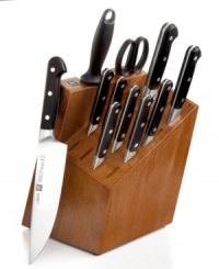 Crafted for comfort, ease and precision results, the unique blade and ergonomic bolster designs of this cutlery set make it easy to prep like a pro. An innovative blade shape offers full edge utility and reduces stress on your wrist, while the unbeatable Zwilling special formula steel construction guarantees year after year of exceptional use. Lifetime warranty. Crafted for comfort, ease and precision results, the unique blade and ergonomic bolster designs of this cutlery set make it easy to prep like a pro. An innovative blade shape offers full edge utility and reduces stress on your wrist, while the unbeatable Zwilling special formula steel construction guarantees year after year of exceptional use. Lifetime warranty.