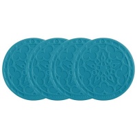 Le Creuset Silicone Set of 4 French Coasters, Caribbean Le Creuset Silicone Set of 4 French Coasters, Caribbean