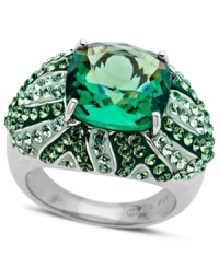 A playful conversation piece. Kaleidoscope's dazzling cocktail ring combines large and small green and clear crystals with Swarovski Elements. Set in sterling silver. Size 7. A playful conversation piece. Kaleidoscope's dazzling cocktail ring combines large and small green and clear crystals with Swarovski Elements. Set in sterling silver. Size 7.