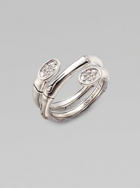 A double wrap sterling silver design accented with elegant white sapphires.White sapphiresSterling silverDiameter, about ½Imported A double wrap sterling silver design accented with elegant white sapphires.White sapphiresSterling silverDiameter, about ½Imported