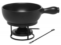 Emile Henry 2.6 Quart Fondue Set, Noir