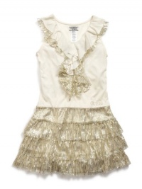 GUESS Kids Girls Big Girl Flounced Dress with Sequins, CREAM (14) GUESS Kids Girls Big Girl Flounced Dress with Sequins, CREAM (14)