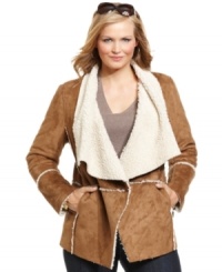 Stay chic in the cold with MICHAEL Michael Kors' plus size faux shearling coat-- it's a must-get for the season! Stay chic in the cold with MICHAEL Michael Kors' plus size faux shearling coat-- it's a must-get for the season!
