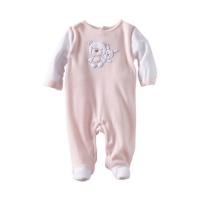 ABSORBA Baby-Girls Newborn Velour Footie, White/Pink, 0-3 Months ABSORBA Baby-Girls Newborn Velour Footie, White/Pink, 0-3 Months