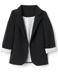 Her boyfriend days may be years away, but she'll love this updated blazer, adorned with stripe lining and rolled sleeves. Her boyfriend days may be years away, but she'll love this updated blazer, adorned with stripe lining and rolled sleeves.