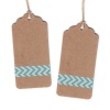 Dress My Cupcake Cardstock 50-Pack Gift Hang Tag with String DIY Kit, Scallop Kraft, Aqua Turquoise Whimsy Chevron