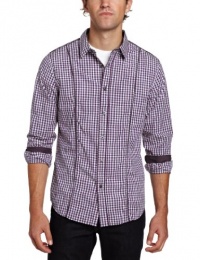 Marc Ecko Cut & Sew Men's Long Sleeve Piped Gingham Shirt Marc Ecko Cut & Sew Men's Long Sleeve Piped Gingham Shirt