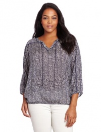 Lucky Brand Women's Plus-Size John Robshaw Joplin Block Top