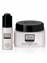 Not only does the exfoliating facial peel moisturize, it reduces hyperpigmentation, stimulates collagen production and refines the skin. Step 1: The peel gently polishes the skin. Step 2: The formula then activates and enhances the peel's moisturizing and brightening effects. Made in USA. 1.7 oz. Not only does the exfoliating facial peel moisturize, it reduces hyperpigmentation, stimulates collagen production and refines the skin. Step 1: The peel gently polishes the skin. Step 2: The formula then activates and enhances the peel's moisturizing and brightening effects. Made in USA. 1.7 oz.