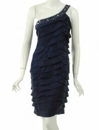 Adrianna Papell One Shoulder Beaded Sheath Dress Dusk 6 Adrianna Papell One Shoulder Beaded Sheath Dress Dusk 6