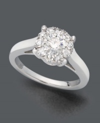 Sparkle that will make her smile. Prestige Unity's symbolic engagement ring features a beautiful princess-cut diamond (1-1/2 ct. t.w.) encircled by round-cut diamonds. Crafted in a polished, 14k white gold prong setting. Sparkle that will make her smile. Prestige Unity's symbolic engagement ring features a beautiful princess-cut diamond (1-1/2 ct. t.w.) encircled by round-cut diamonds. Crafted in a polished, 14k white gold prong setting.