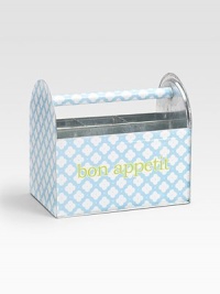 Store cutlery, arts-and-crafts supplies and more in a galvanized tote-along that keeps every essential close at hand. Compartmentalized interior 8½W X 7H X 5D Made in USA FOR PERSONALIZATION Select a quantity, then scroll down and click on PERSONALIZE & ADD TO BAG to choose and preview your personalization options. Please allow 3-4 weeks for delivery. Store cutlery, arts-and-crafts supplies and more in a galvanized tote-along that keeps every essential close at hand. Compartmentalized interior 8½W X 7H X 5D Made in USA FOR PERSONALIZATION Select a quantity, then scroll down and click on PERSONALIZE & ADD TO BAG to choose and preview your personalization options. Please allow 3-4 weeks for delivery.