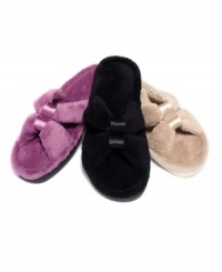 Add a romantic touch to your morning routine with plush, micro terry slide slippers by Isotoner.