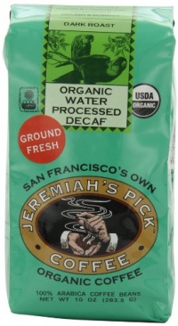 Jeremiah's Pick Coffee Organic Water Processed Dark Roast Decaf Ground Coffee, 10-Ounce Bags (Pack of 3)