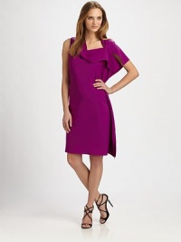 Uniquely designed, draping gives this feminine style even more irresistible appeal.Intriguing, cascade detail at necklineAbout 37 from shoulder to hem97% polyester/3% spandexDry cleanMade in USA Model shown is 5'10½ (179cm) wearing US size 4. Uniquely designed, draping gives this feminine style even more irresistible appeal.Intriguing, cascade detail at necklineAbout 37 from shoulder to hem97% polyester/3% spandexDry cleanMade in USA Model shown is 5'10½ (179cm) wearing US size 4.