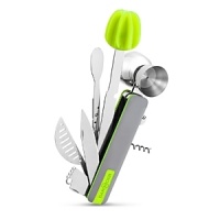 Featuring ten essential bar tools in one sleek, compact design, the ultraconvenient Bar10der makes it easier than ever to mix up your favorite cocktails and beverages. It includes standard and channel knives, a muddler, reamer, jigger, zester, stirrer, strainer, corkscrew and bottle opener. Featuring ten essential bar tools in one sleek, compact design, the ultraconvenient Bar10der makes it easier than ever to mix up your favorite cocktails and beverages. It includes standard and channel knives, a muddler, reamer, jigger, zester, stirrer, strainer, corkscrew and bottle opener.